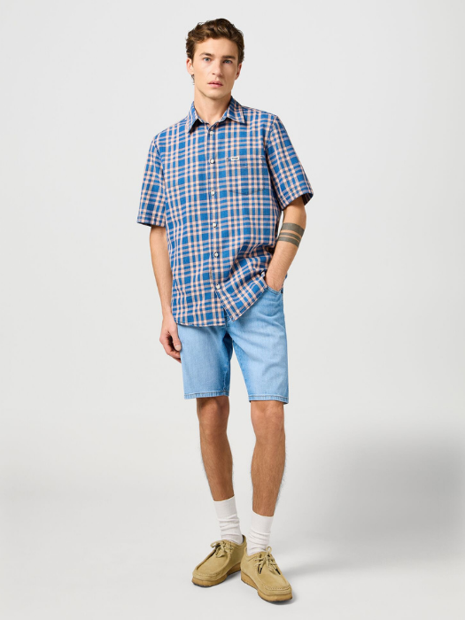 Wrangler Pantaloni Scurti Albastri Deschisi Regular Barbati [5]