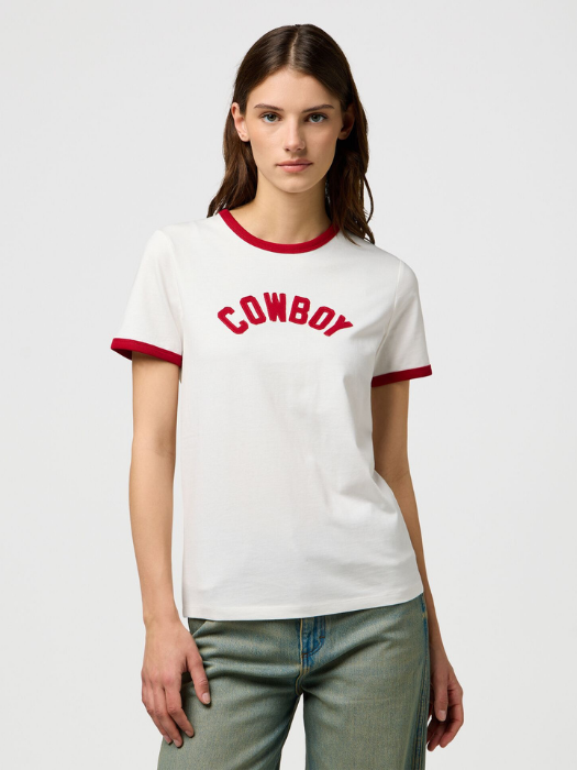 Wrangler Футболка Alb/Rosu Slim [1]