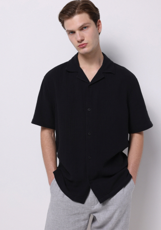 BARBATI - COLIN'S Camasa Cu Maneca Scurta Neagra Comfort Barbati