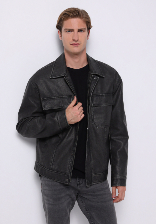 Geci si Jachete - COLIN'S Geaca Neagra Slim Barbati