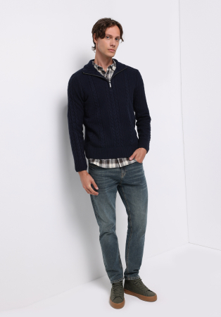 BARBATI - COLIN'S Pulover Navy Regular Barbati