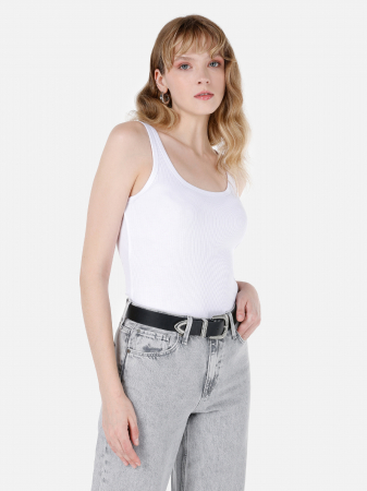 IMBRACAMINTE - COLIN'S Top Alb Slim Femei