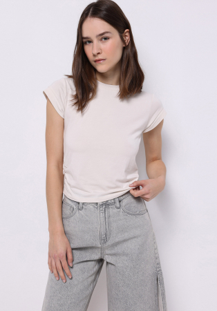 Tricouri si Topuri - COLIN'S Tricou Crem Slim Femei
