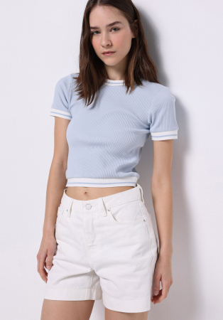 FEMEI - COLIN'S Tricou Albastru Deschis Slim Femei