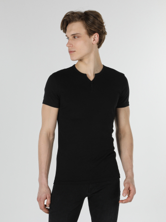 BARBATI - COLIN'S Tricou Negru Slim Barbati