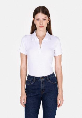 Tricouri si Topuri - COLIN'S Tricou Polo Alb Slim Femei
