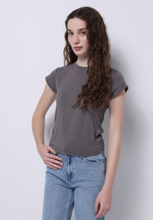 FEMEI - COLIN'S Tricou Gri Inchis Slim Femei