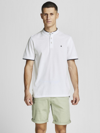 IMBRACAMINTE - Jack Jones Tricou Polo Alb Slim Barbati