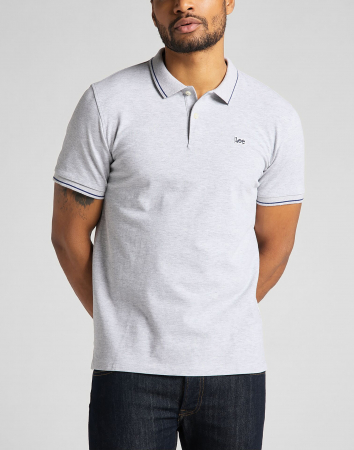 Tricouri si Polo - Lee Tricou Polo Gri Deschis Regular Barbati