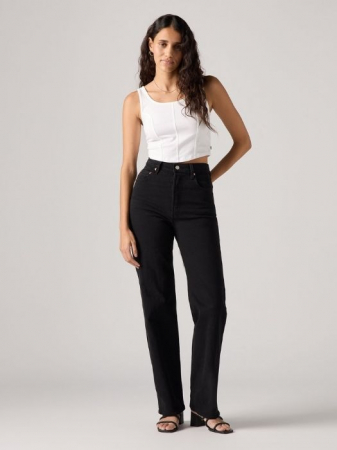 FEMEI - Levi's Blugi Negri Ribcage Full Length Straight Femei