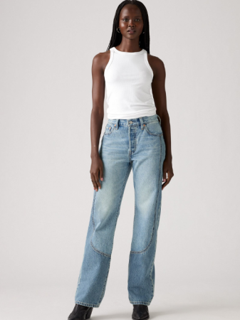 Straight - Levi's Blugi Albastri 501 Straight Femei