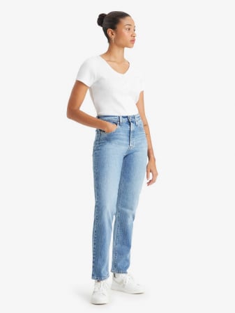 Straight - Levi's Blugi Albastri Deschisi 501 Straight Femei
