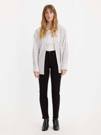 Straight - Levi's Blugi Negri 724 Straight Femei