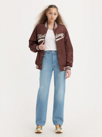 Straight - Levi's Blugi Albastri Deschisi Ribcage Full Length Straight Femei