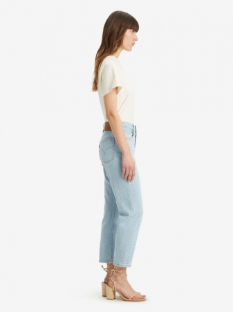 Levi's Blugi Albastri Deschisi 501 CROP Straight Femei [2]