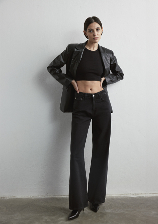 Wide Leg - Mavi Blugi Gri Inchis Malibu Wide Leg Femei