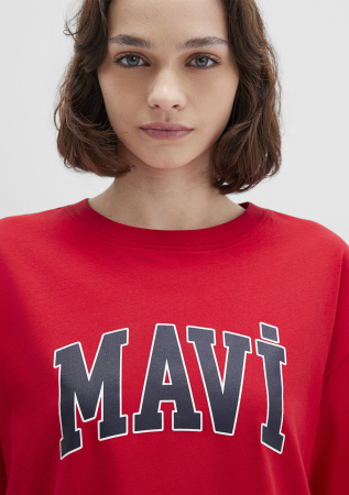 Mavi Tricou Rosu Oversize Femei [5]