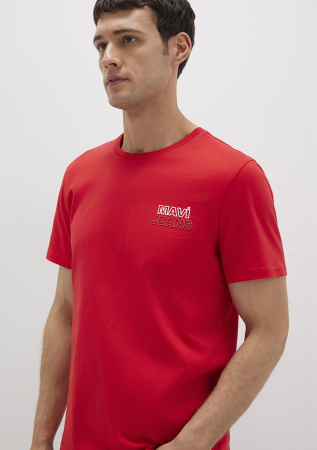 BARBATI - Mavi Tricou Rosu Slim Barbati