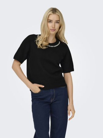 FEMEI - Only Pulover Cu Maneca Scurta Negru  Femei