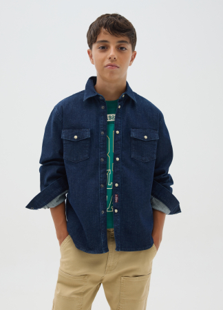 Baieti 10-15 ANI - OVS Kids Camasa Maneca Scurta Medium Dark Blue Baieti 10-15 Ani