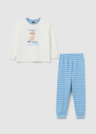Pijamale - OVS Kids Pijama Off-White/Lt Blue Baieti 3-10 Ani