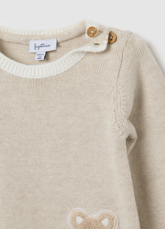 OVS Kids Salopeta Beige Melange Baieti 0-9 Luni [3]