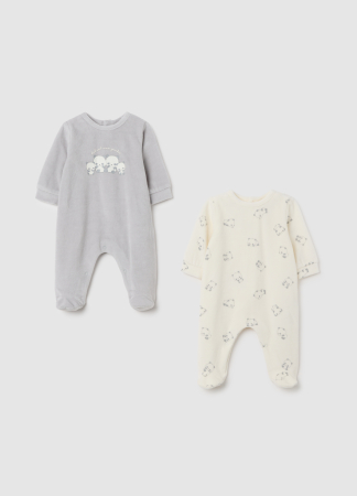 Pijamale - OVS Kids Salopeta-Pijama Gri Baieti 9-36 Luni
