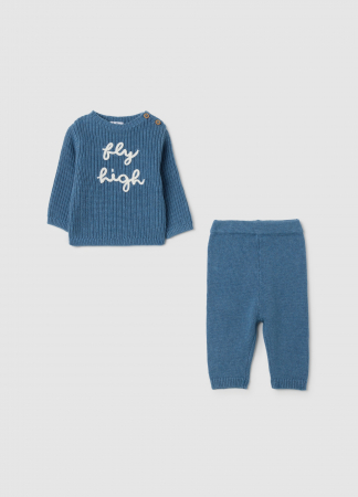 Seturi - OVS Kids Set Tricou + Pantaloni Coronet Blue Baieti 0-9 Luni