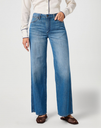 Wide Leg - Wrangler Blugi Albastri WORLD WIDE Wide Leg Femei
