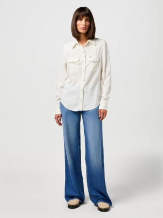 Wide Leg - Wrangler Blugi Albastri WORLD WIDE Wide Leg Femei