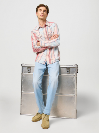 Wrangler Blugi Albastri Deschisi GREENSBORO Regular Straight Barbati [5]