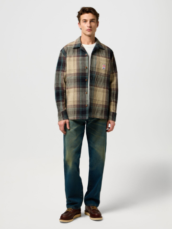 BARBATI - Wrangler Camasa Bej/Turcoaz Relaxed Barbati