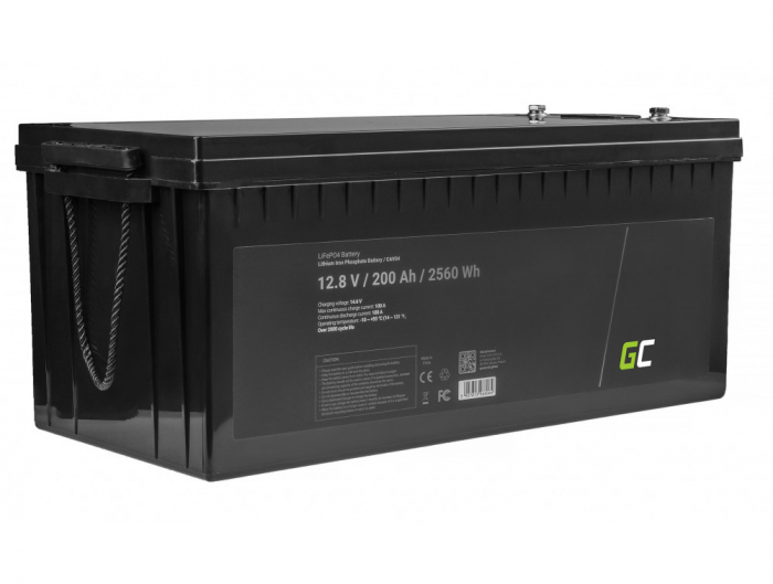 Acumulator baterie Green Cell LiFePO4 200Ah, 12.8V, 2560Wh, litiu-fier-fosfat pentru rulote si barci [1]