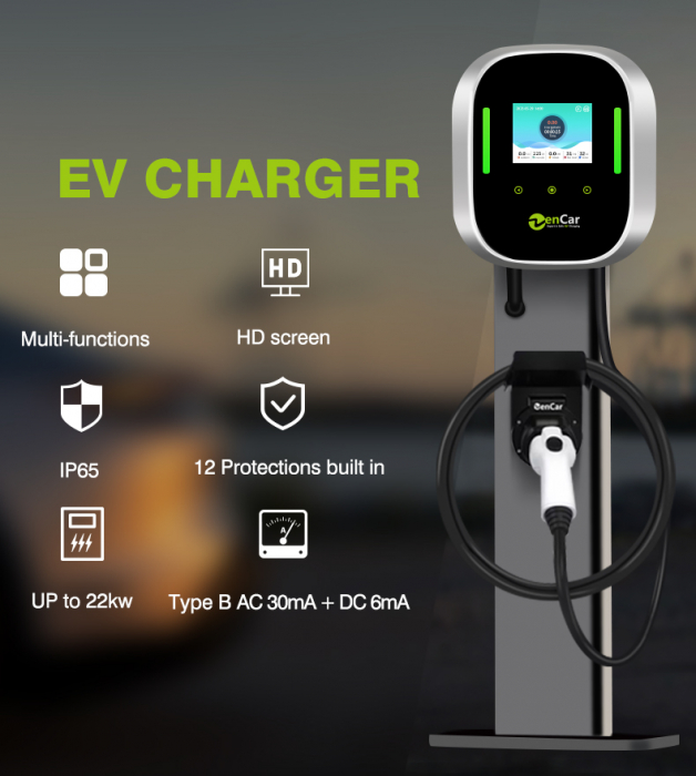 Statie fixa incarcare vehicule electrice Zencar, 22kW, Type 2 , trifazat, 32A, RFID, cablu incarcare inclus [9]
