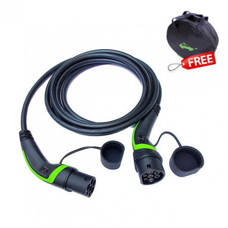 Cablu Incarcare masini electrice – Polyfazer, Type 2, 32A, 22kW, negru si verde [1]