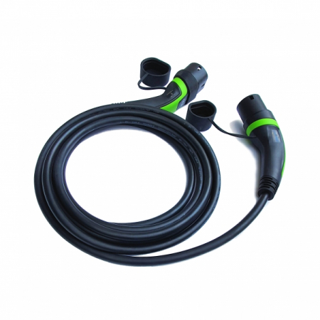 Cablu Incarcare masini electrice – Polyfazer, Type 2, 32A, 22kW, negru si verde [0]