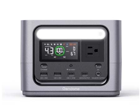 Stocare energie - Gendome GO 300 - Stație Portabilă 300W cu Baterie LiFePO4, Dual USB-C PD 140W, Încărcare Solară 200W, Wi-Fi & Bluetooth, 6 Porturi și Putere Surge 600W