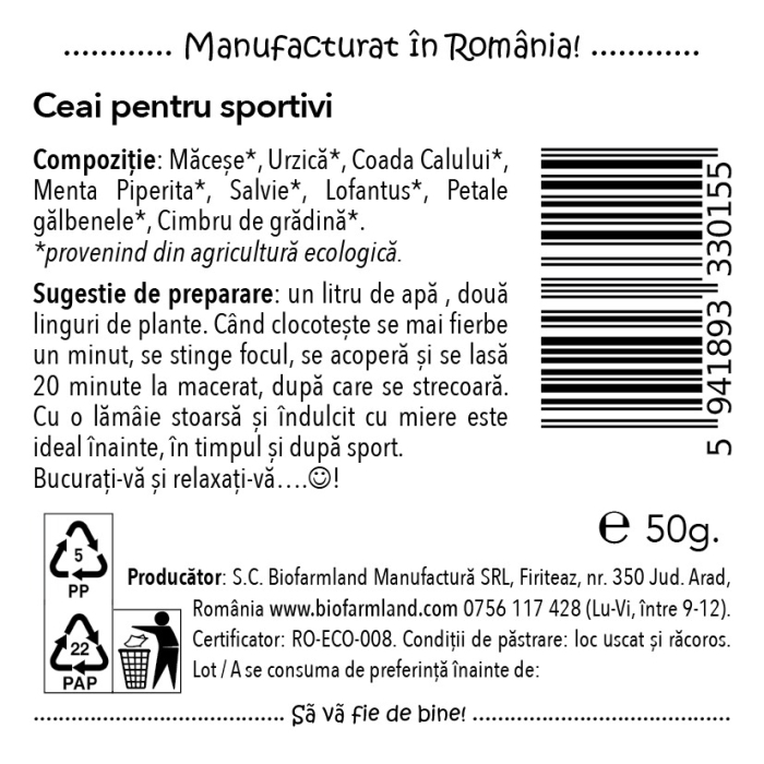 Ceai ECOLOGIC Ceai pentru Sportivi - 40g [2]