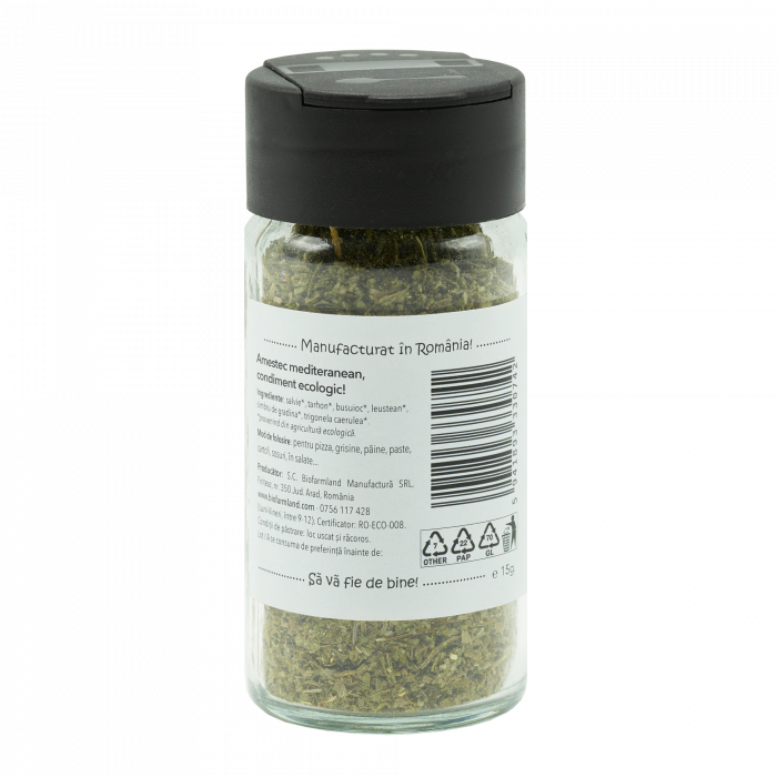 Condiment „Amestec Mediteranean” ECOLOGIC - 15g (Recipient Sticlă) [2]