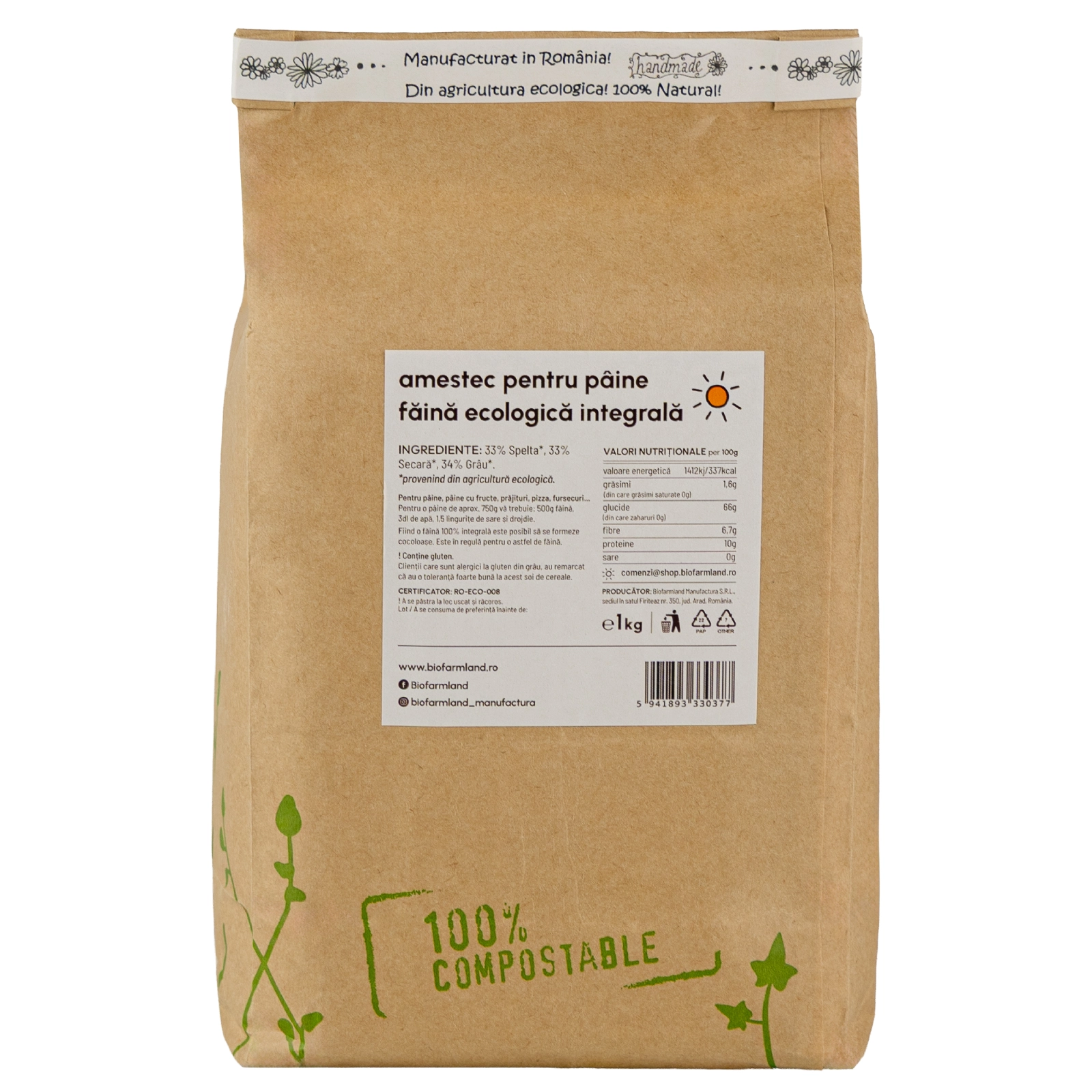 Făină Integrală „Amestec pentru Pâine” BIO - 1kg [2]