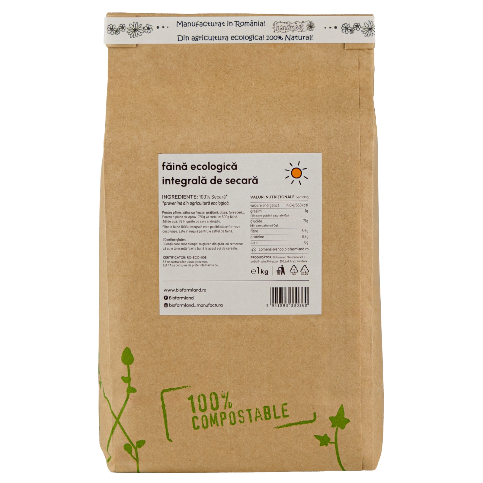 Făină Integrală Ecologică de Secară - 1 kg [2]