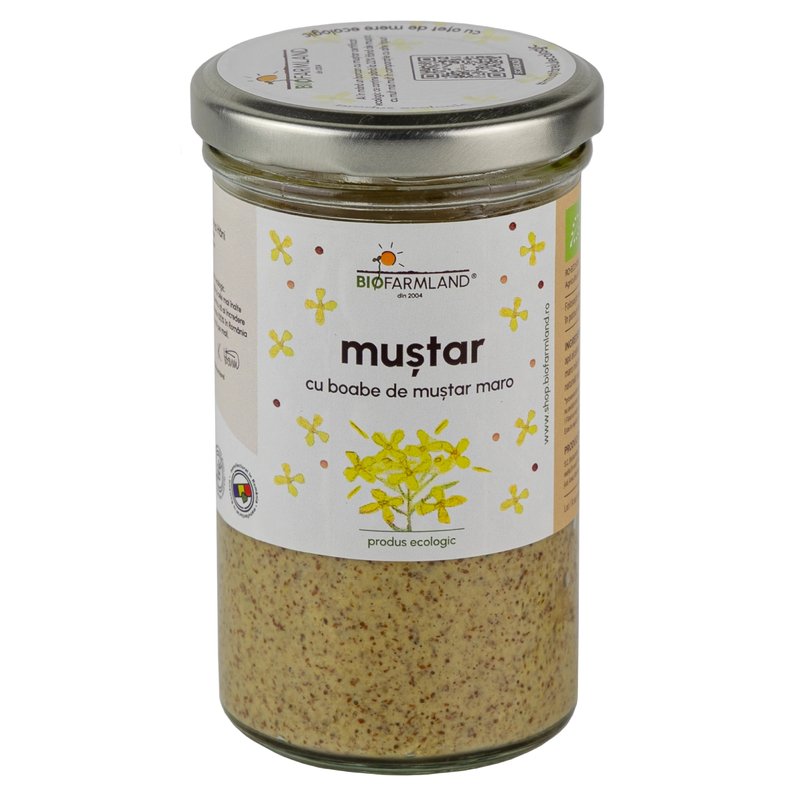 Mustar Clasic cu boabe de mustar maro ecologic - 195g