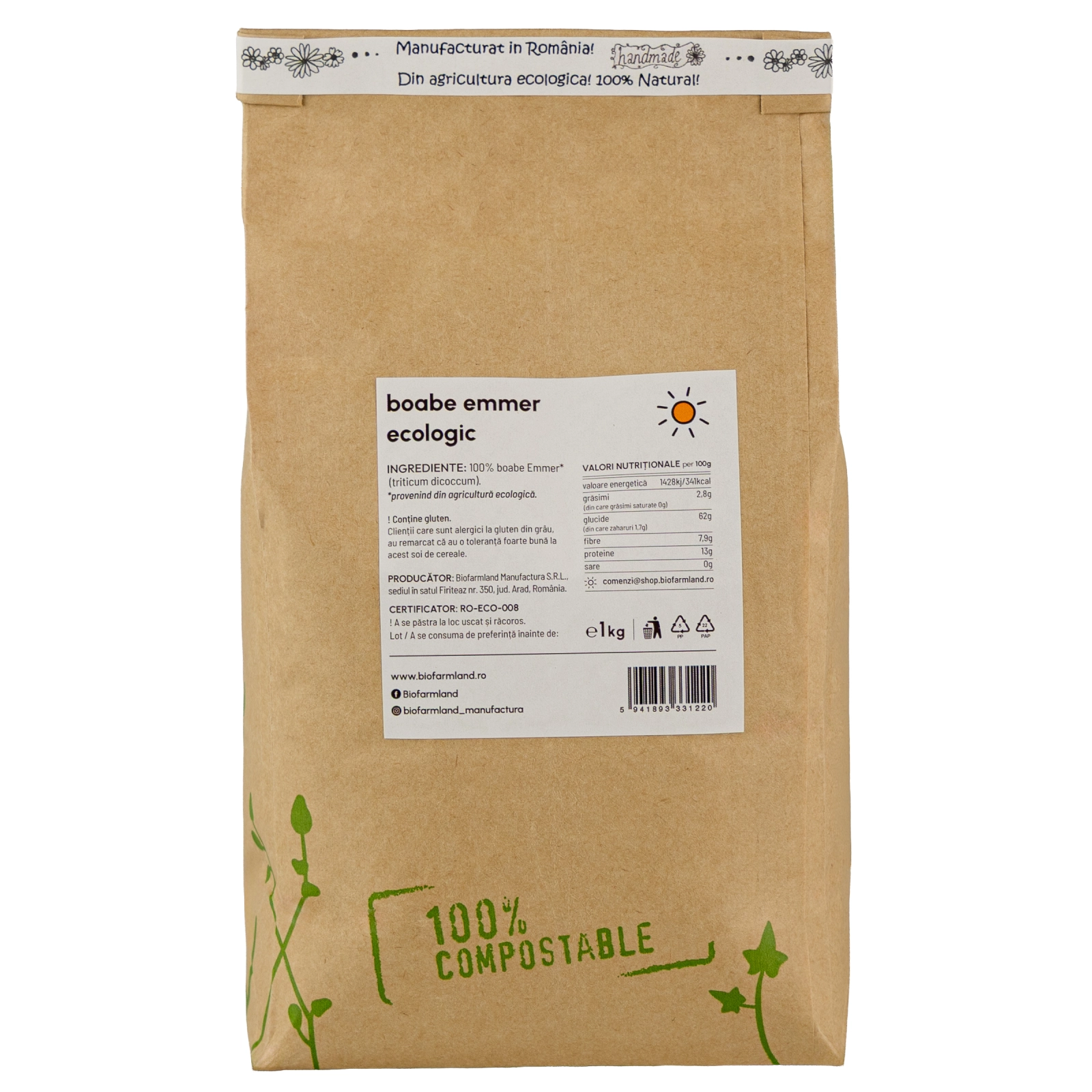 Boabe de Emmer întregi ecologice | 1kg [1]