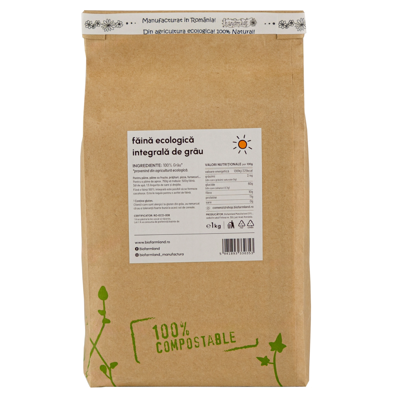Făină Integrală Ecologică de Grâu - 1 kg [1]