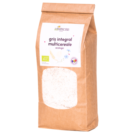 Fulgi integrali de cereale - Griș integral din 3 cereale (33,33% spelta, 33,33% secară, 33,33% einkorn), alternativă sănătoasă pentru gătit | 500g
