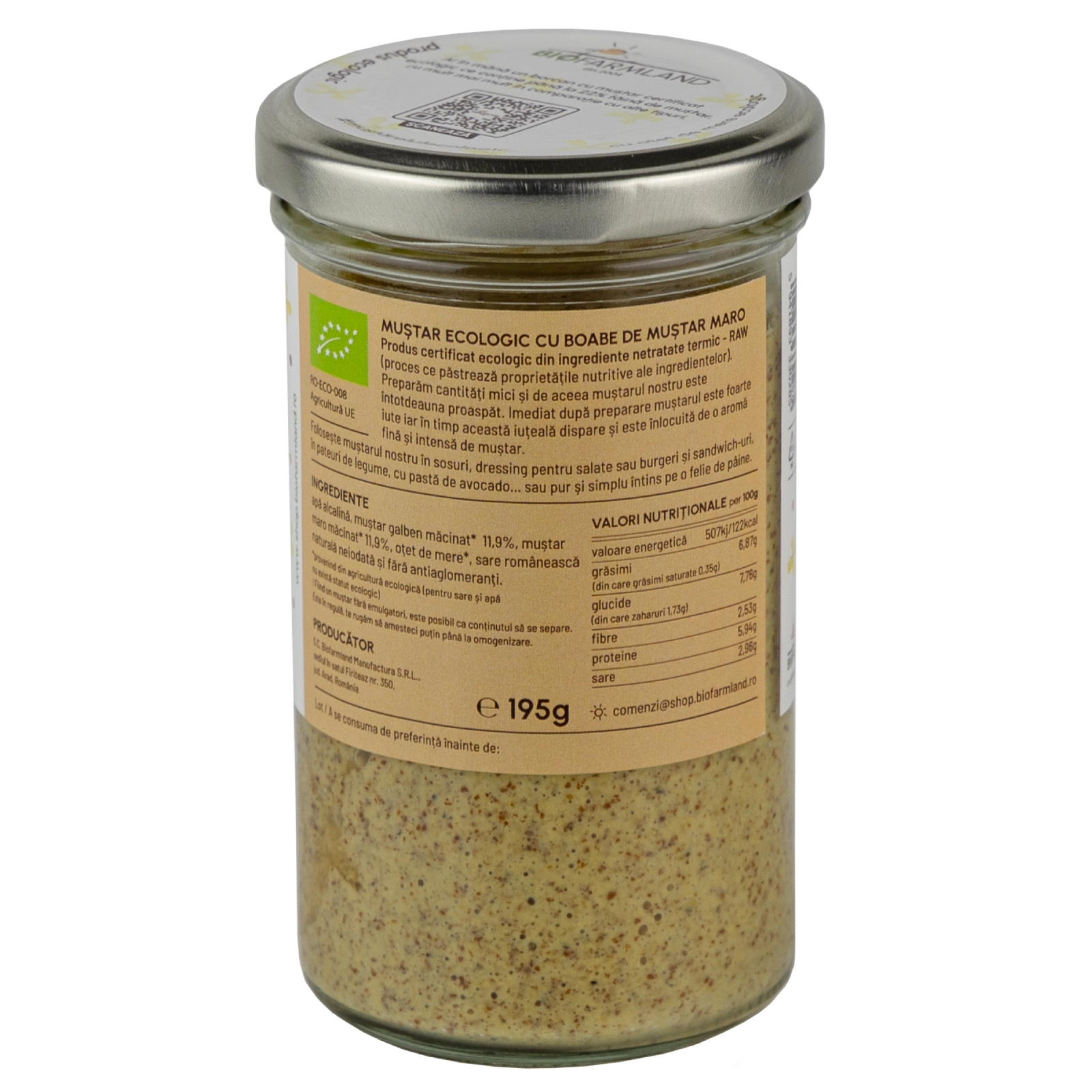 Muștar Clasic cu boabe de muștar maro ecologic - 195g [1]