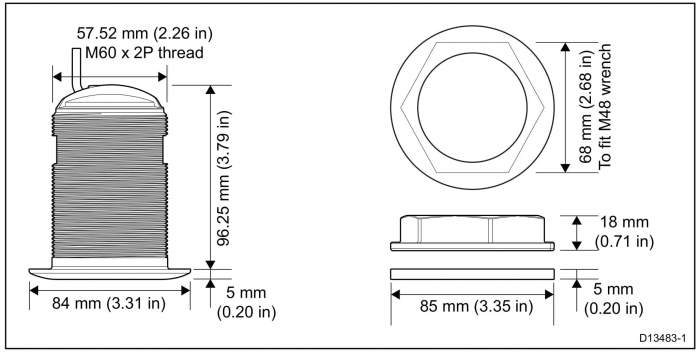 Raymarine sonda Through Hull plastic  CTP-S [18]