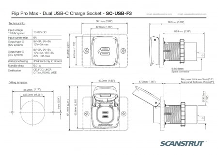 Scanstrut Flip Pro Max - Dual USB-C Socket - SC-USB-F3 / 2x USB-C Port [7]