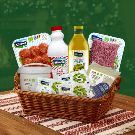 Lactate - Cos cadou Pachet Spiridus Silvania Bio cu Lapte Unt Branza si Carne tocata de vita ecologica