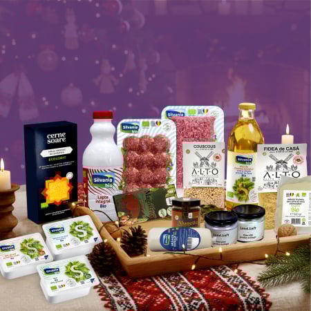 Lactate - Cos cadou de Craciun Pachet Mos Craciun cu Paté Landluft Ciocolata Gourmet Lactate si Carne BIO